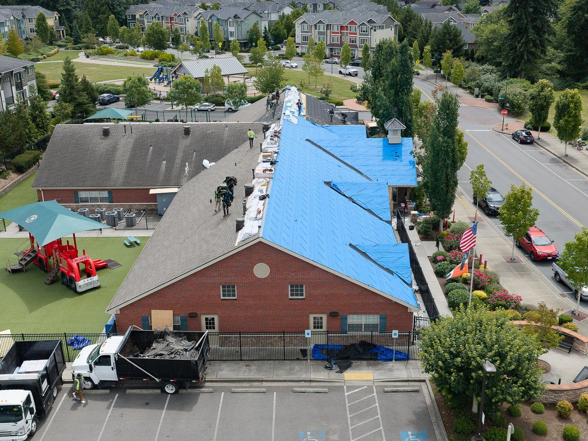 Commercial reroof of Primrose School of Mill Creek, WA by Liberty General Construction